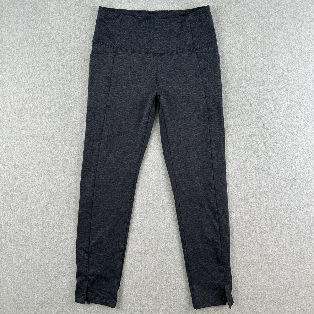 Athleta Leggings Womens S Grey Herringbone High Rise Split Hem Pockets Yoga Walk
